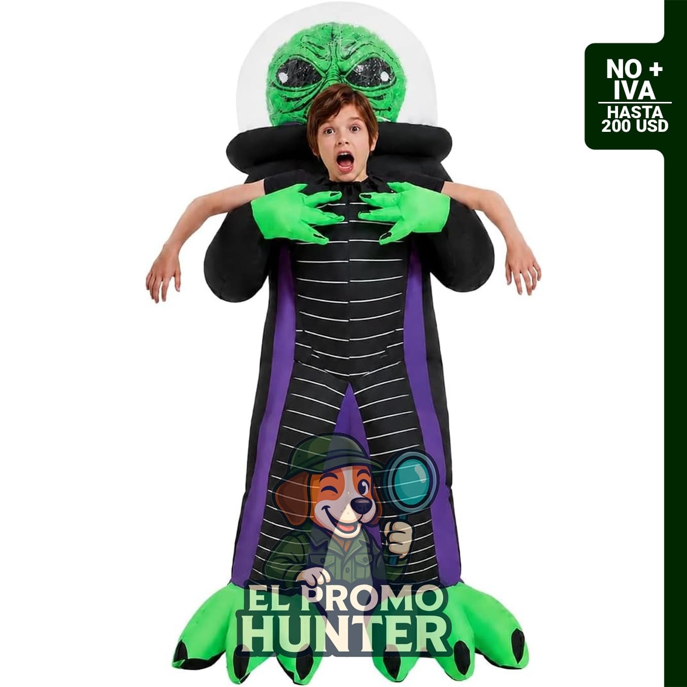 Disfraz inflable de alienígena para niños, piel simulada de aire.