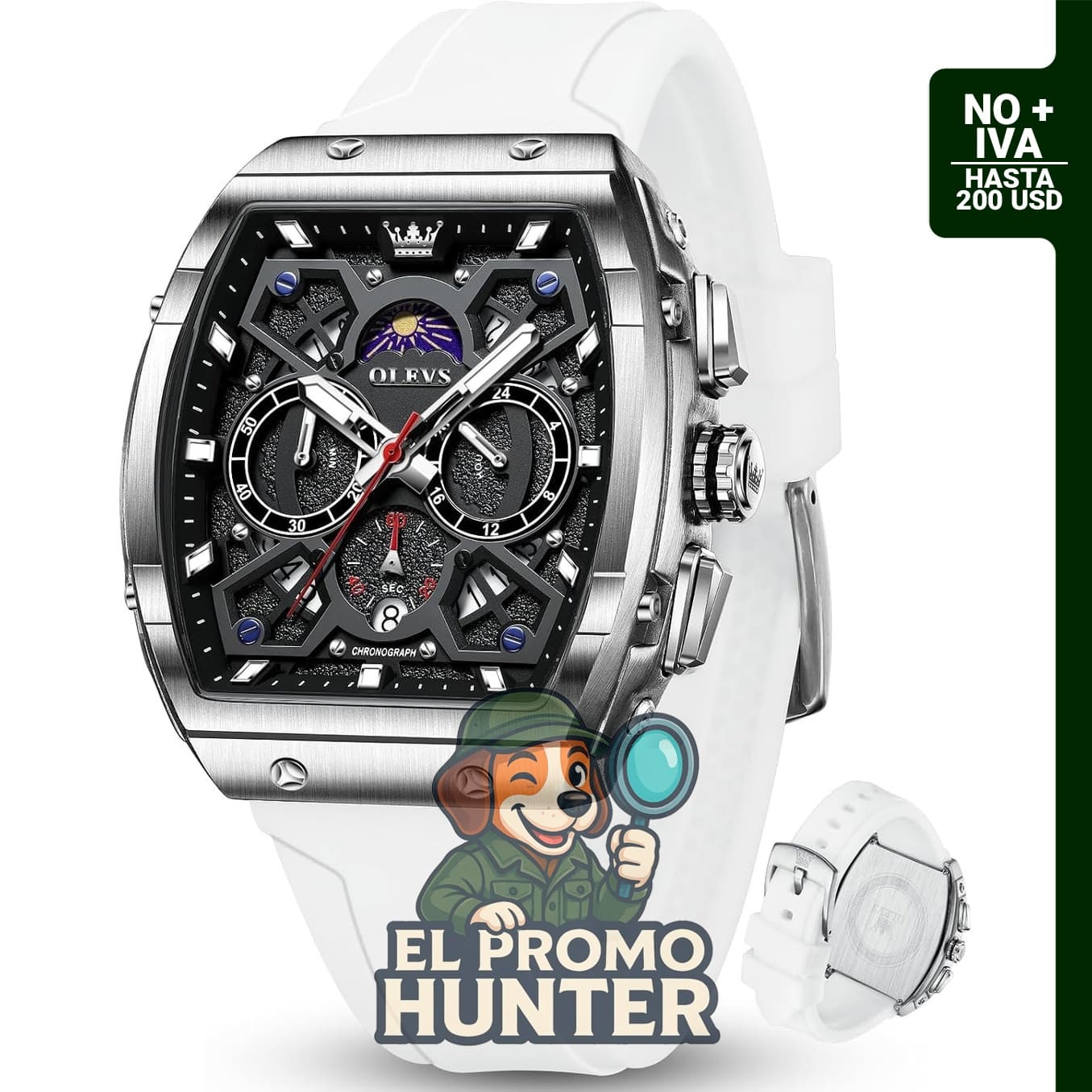 Reloj OLEVS para hombre, cronógrafo analógico de cara grande.