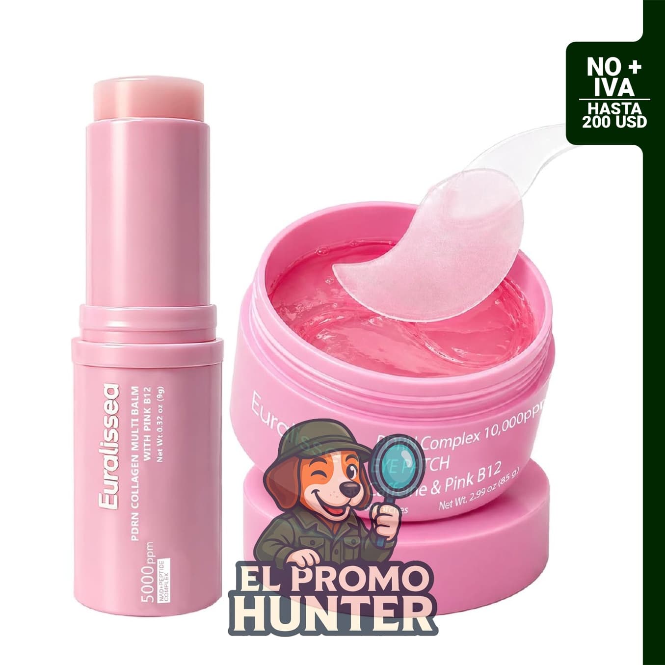 Euralissea PDRN - Juego de parches de colágeno y bálsamo para ojos, 0.32 oz + 60 parches.