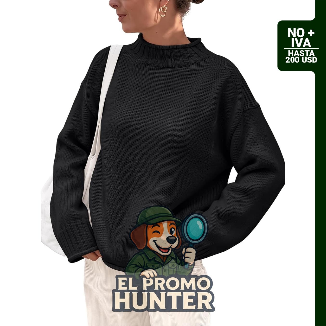 Suéter de gran tamaño para mujer con cuello alto falso.