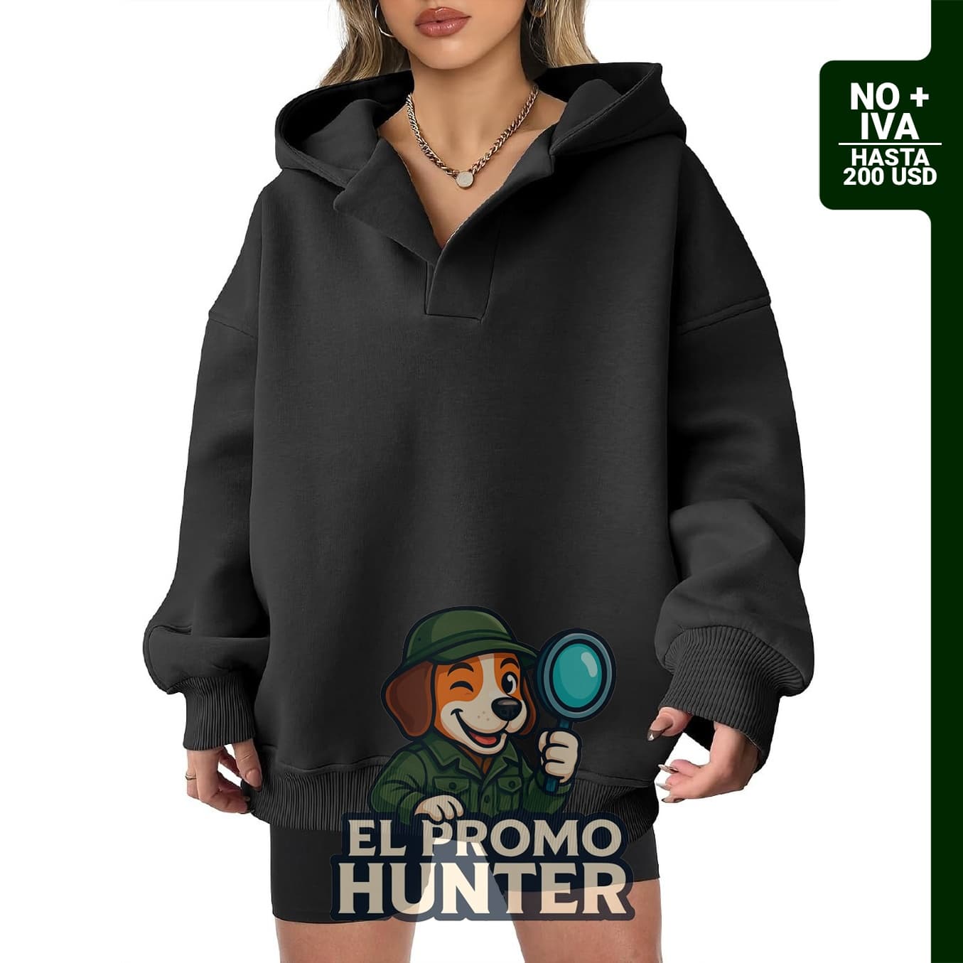 ANRABESS Sudadera con capucha de gran tamaño y cuello en V para mujer, de forro polar y manga larga.
