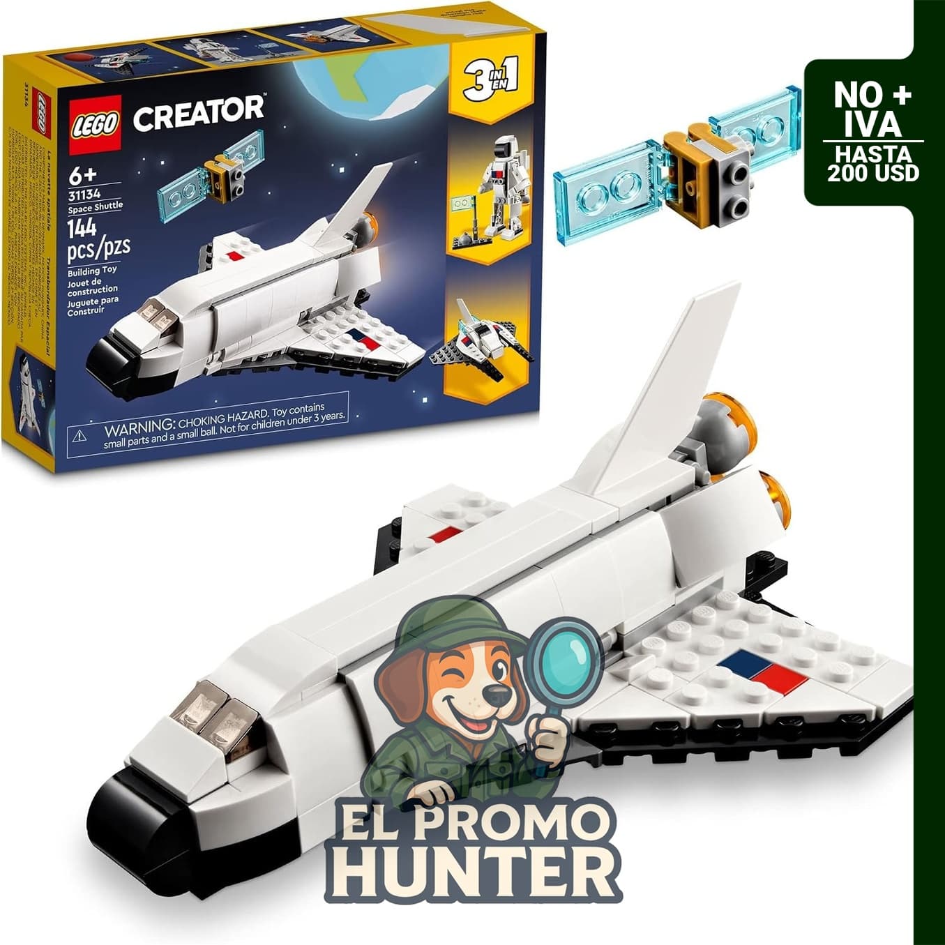 LEGO Creator 3 en 1 Juguetes de transbordador espacial, juego de construcción para niños a partir de 6 años.