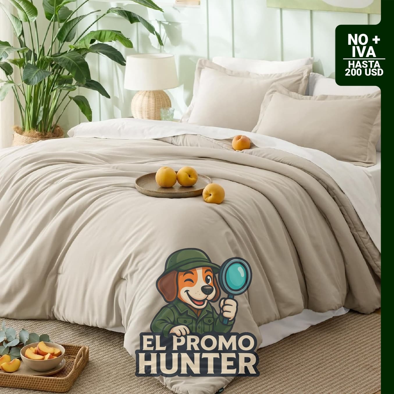 Bedsure Juego de ropa de cama con edredón individual de 5 piezas en color beige, diseño bohemio.