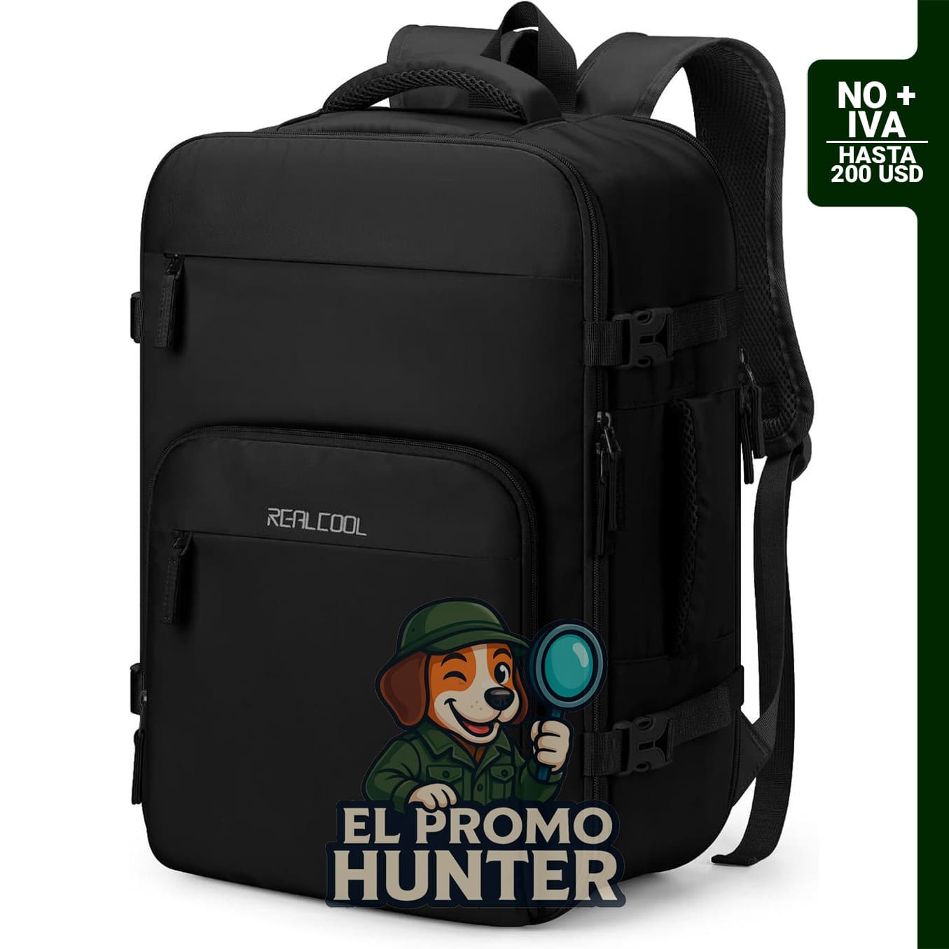 RealCool Mochila de viaje para laptop de 15.6 a 17.3 pulgadas, aprobada por la TSA, color negro.