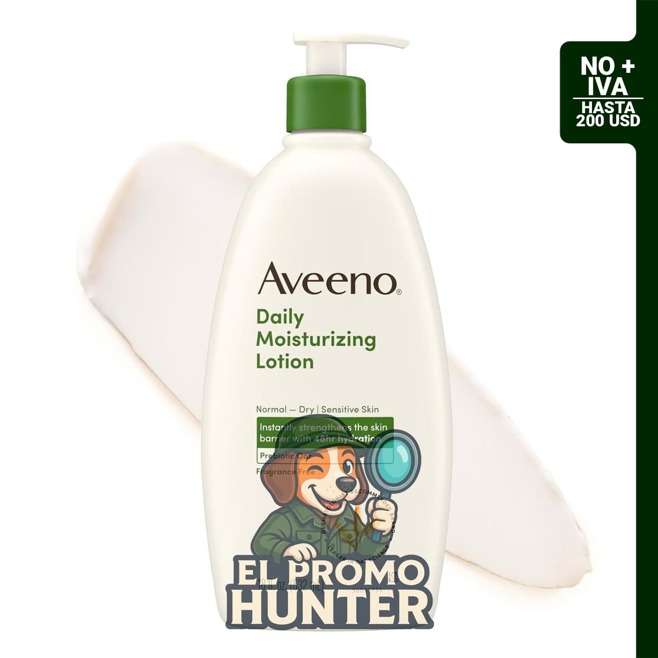 Aveeno Loción del cuerpo hidratante diaria, 532 ml, con avena y emolientes, sin fragancias.