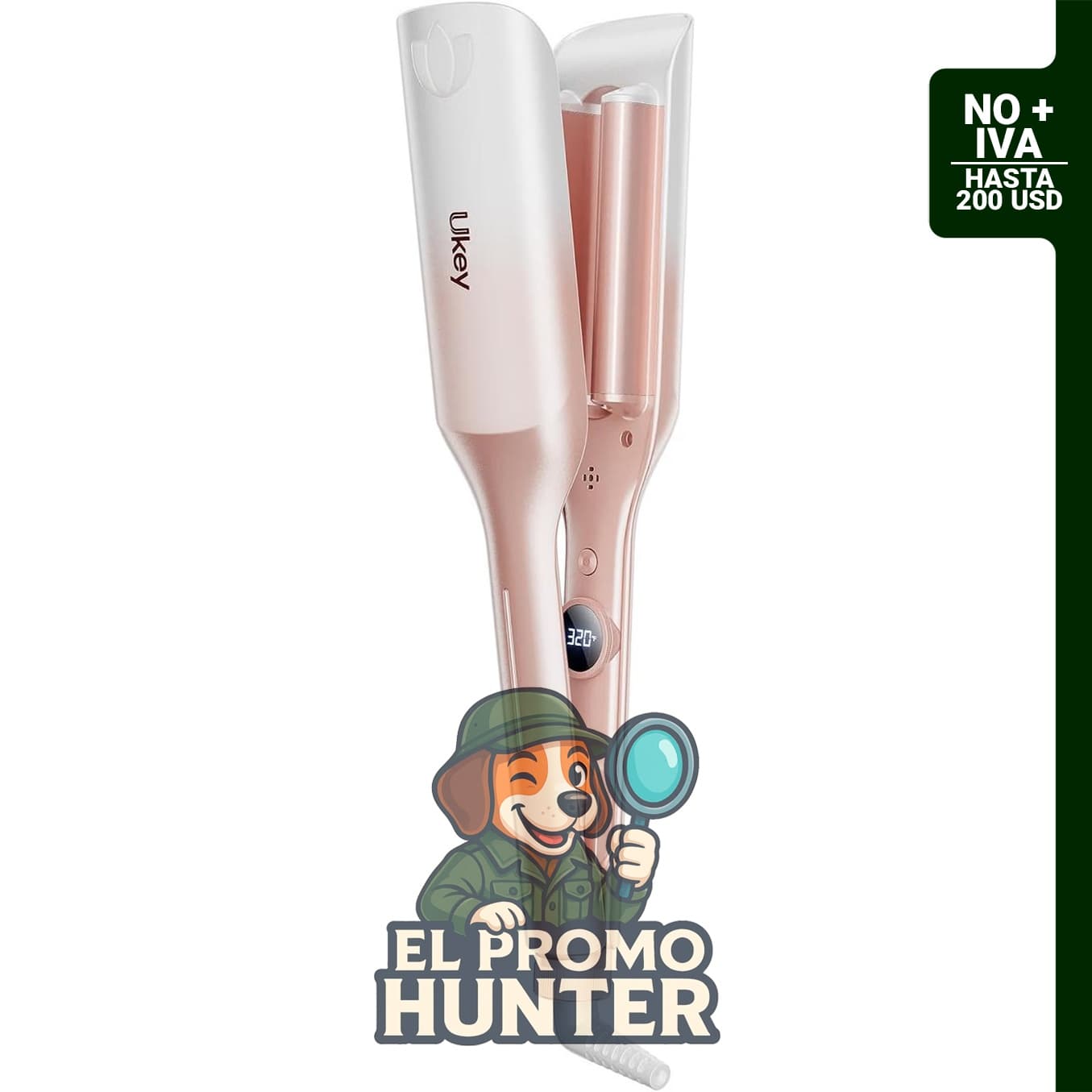 Ukey herramienta rizadora de cabello, doble voltaje, iónico.