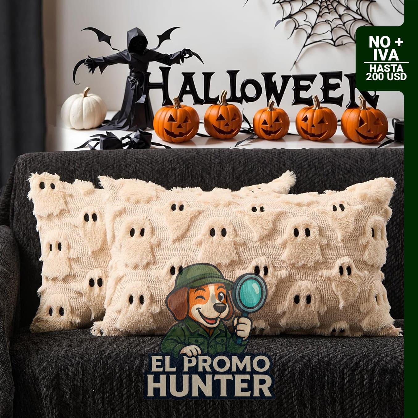 DFXSZ PTK03D12 - Juego de 2 fundas de almohada de Halloween de 30.5 x 50.8 cm, felpa suave de lana sintética.