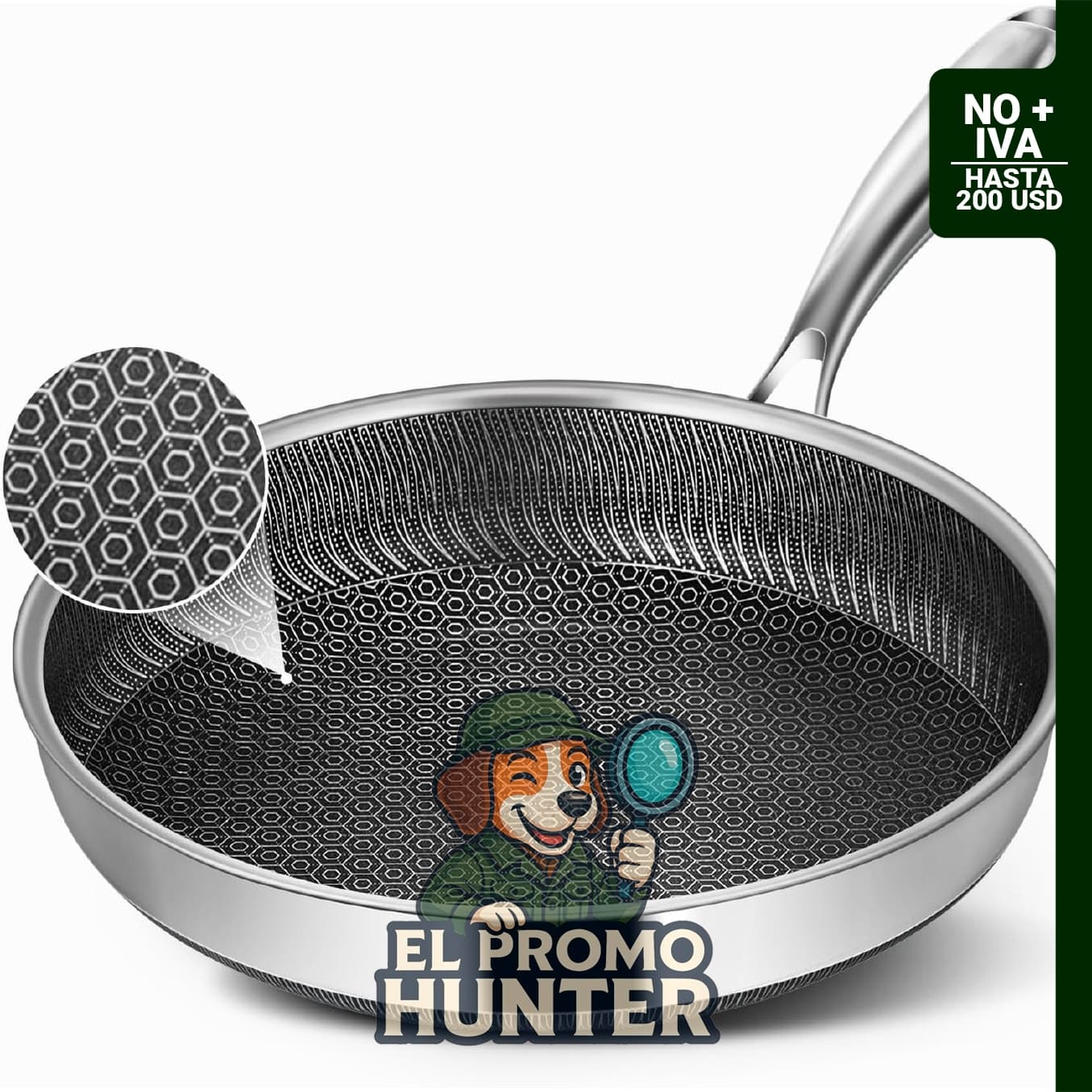 Sartenes híbridos de acero inoxidable de 8" (20 cm), aptos para lavavajillas y horno, sin PFOA.