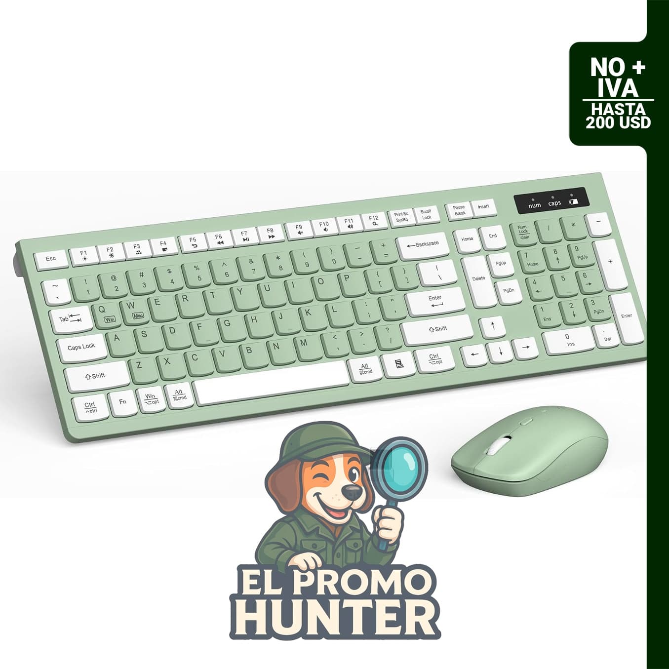 Combo de teclado y mouse inalámbricos silencioso para oficina y hogar.