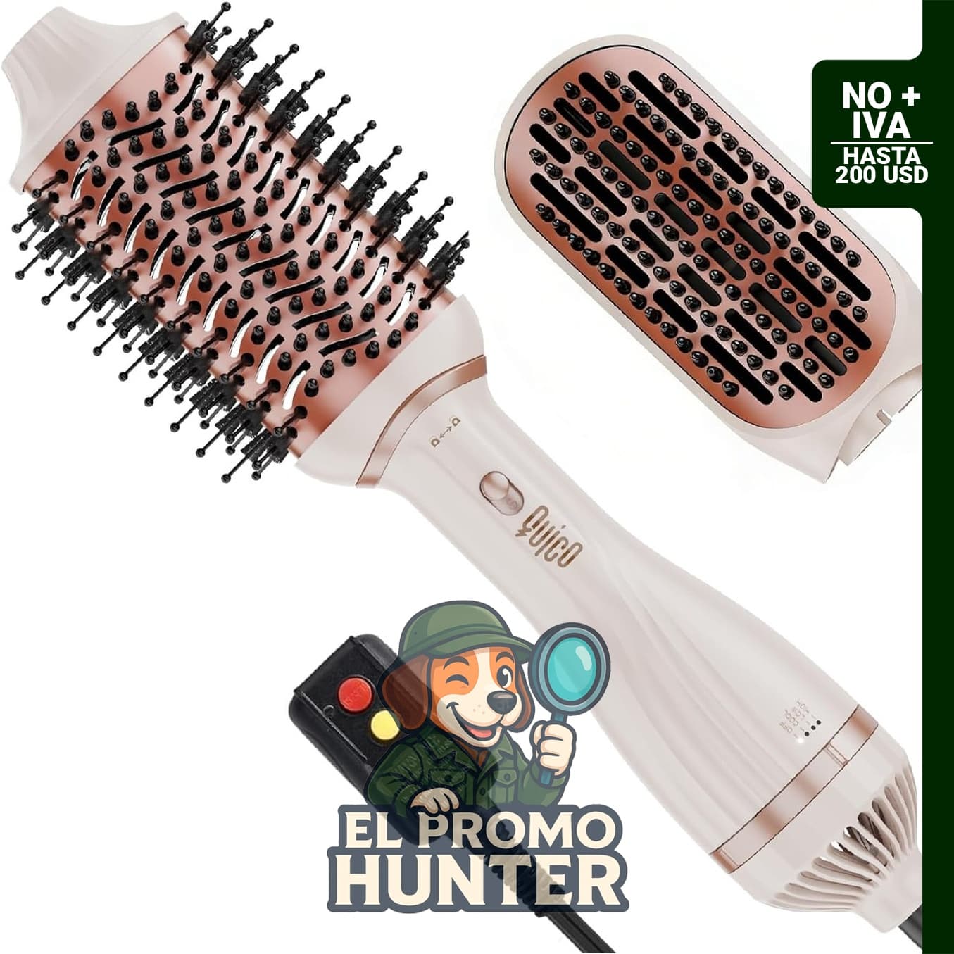 Cepillo secador de pelo Quico 4 en 1 iónico ovalado y plano.