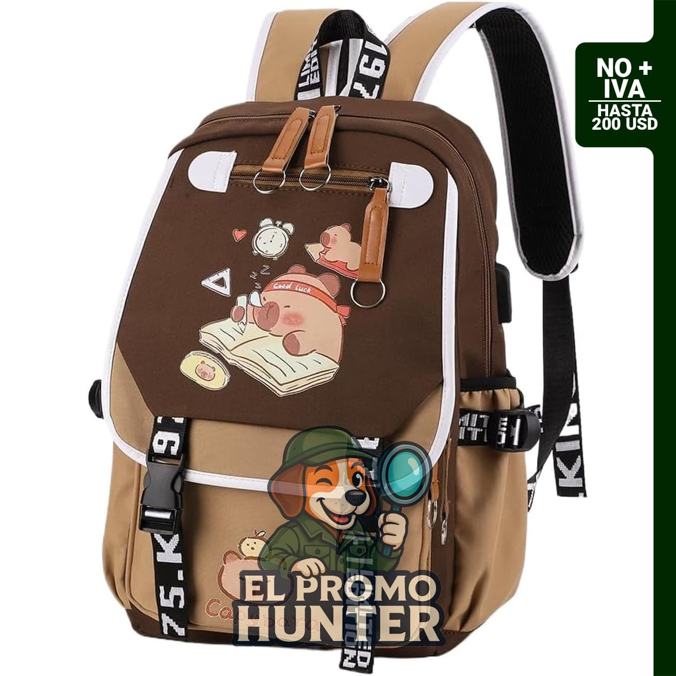 Mochila Lushandy Capybara Kawaii, diseño de capibara.