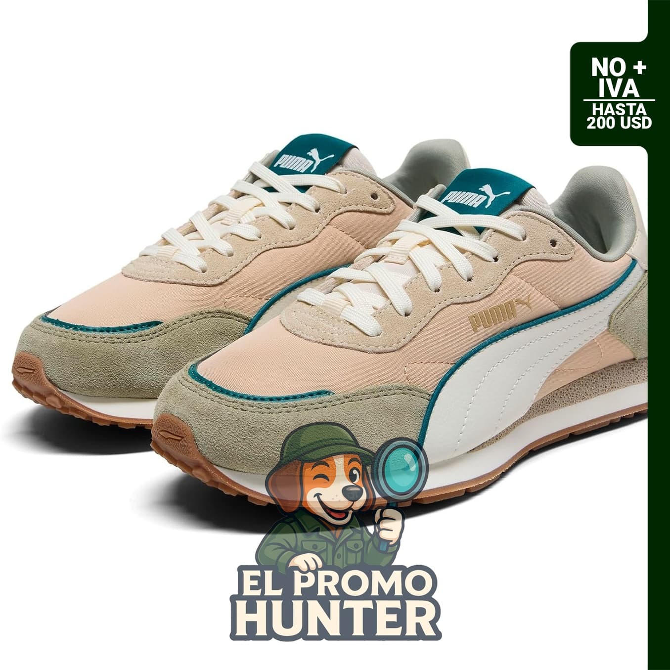 PUMA St Miler Rose Lace Up Sneakers para mujer, color Off White y White.