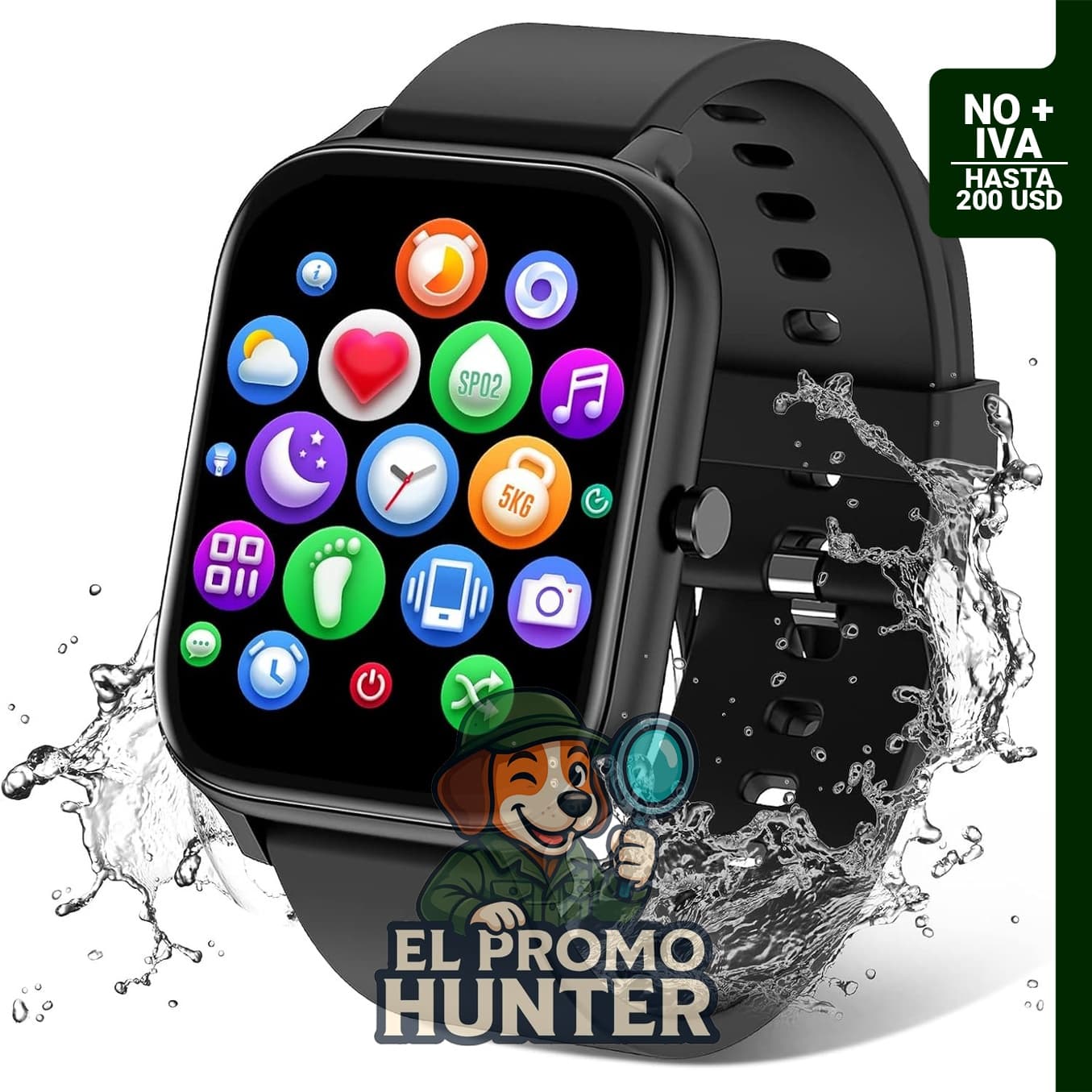 Reloj inteligente TORJALPH, pantalla táctil de 1.83" (IP68), compatible con iPhone y Android, Bluetooth.