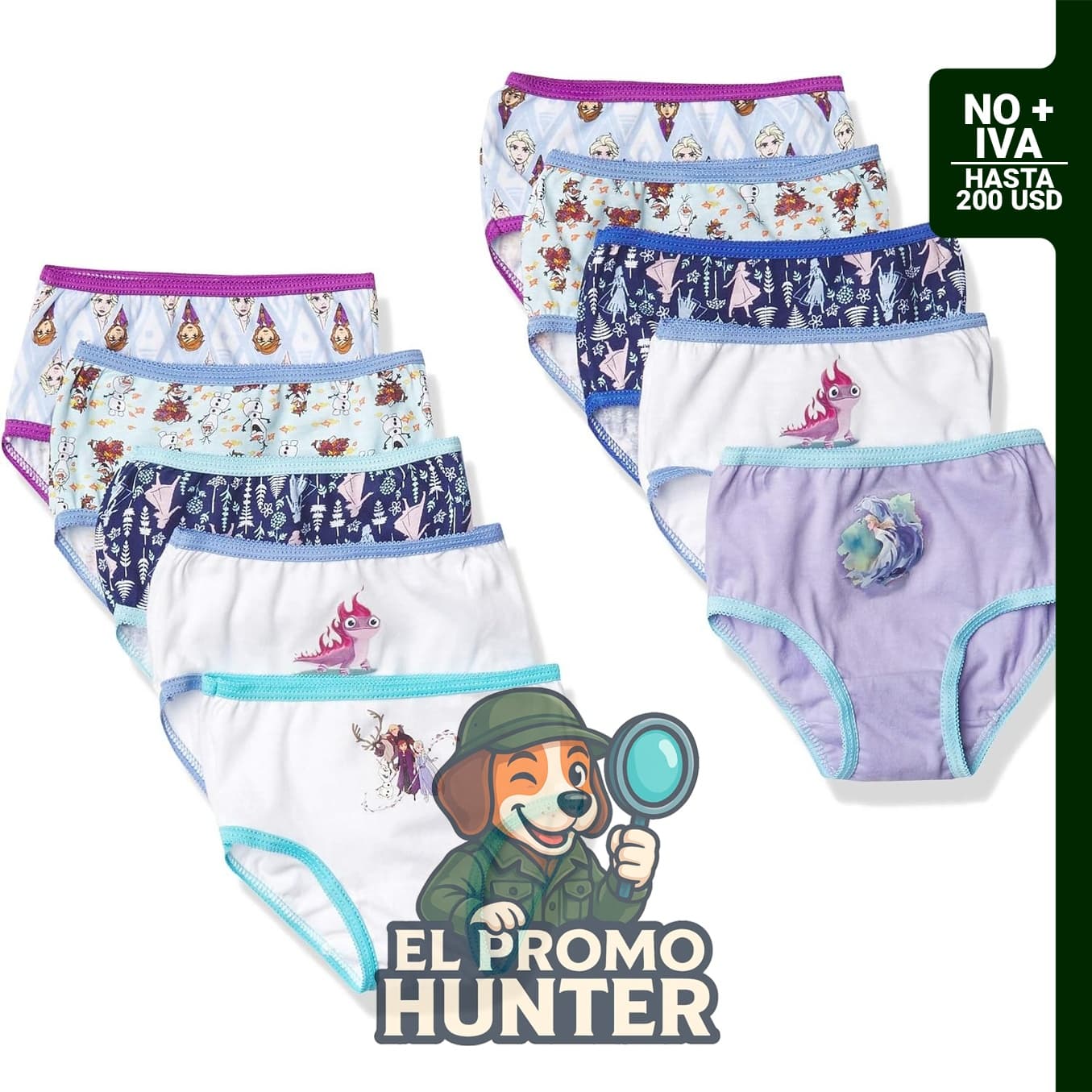 Ropa interior de Frozen para niña, bragas y pantalones cortos, tallas 2/3t-10.