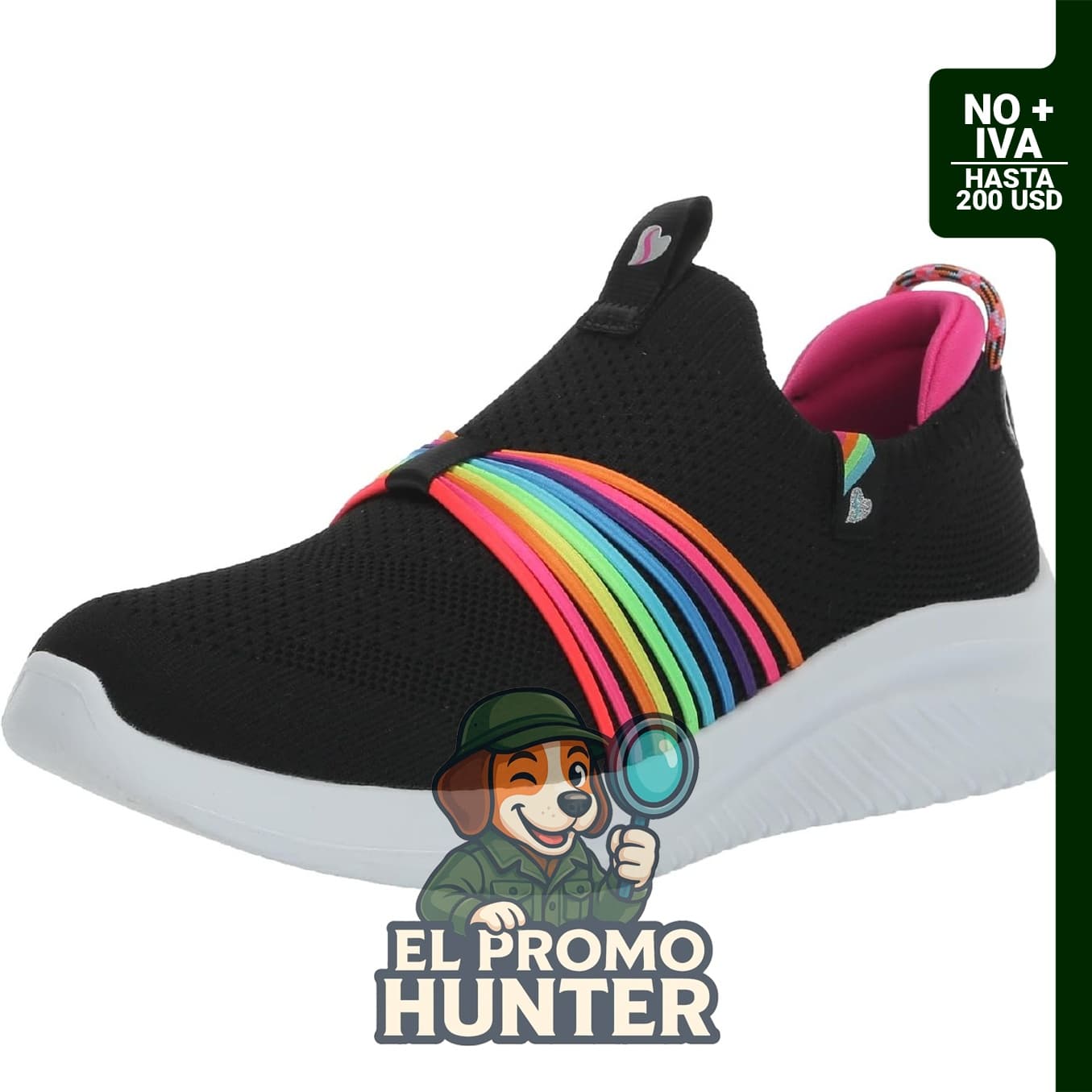 SKECHERS Ultra Flex 3.0-Rainbow Speed para niñas, color Negro/Multi, talla 2 niño pequeño.
