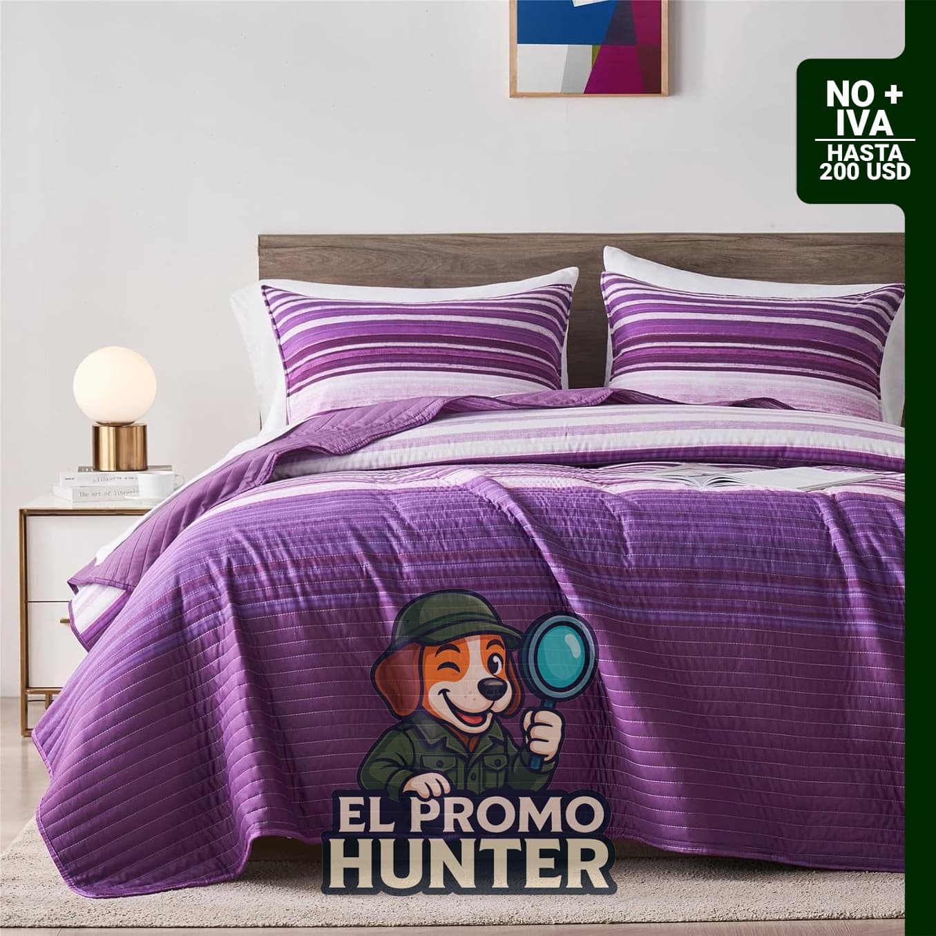 KAKIJUMN Juego de edredón King/Cal King, colcha a cuadros en negro, blanco y púrpura, incluye 1 funda de almohada.