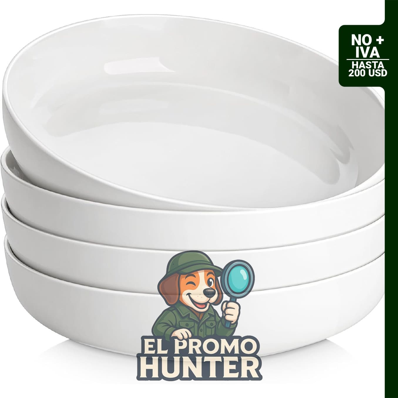 MALACASA Juego de 4 tazones de cerámica para pasta y ensalada, 48 oz (1.4 L) y 9" (23 cm).