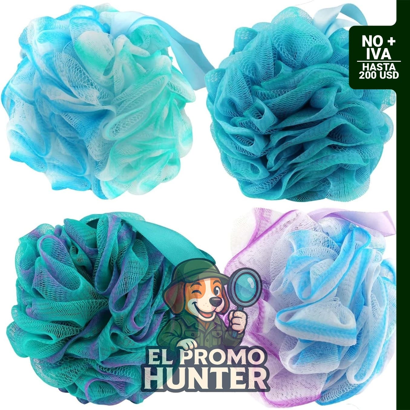 Chuya Esponjas de baño de luffa, juego de 4 esponjas exfoliantes de 70 g cada una.