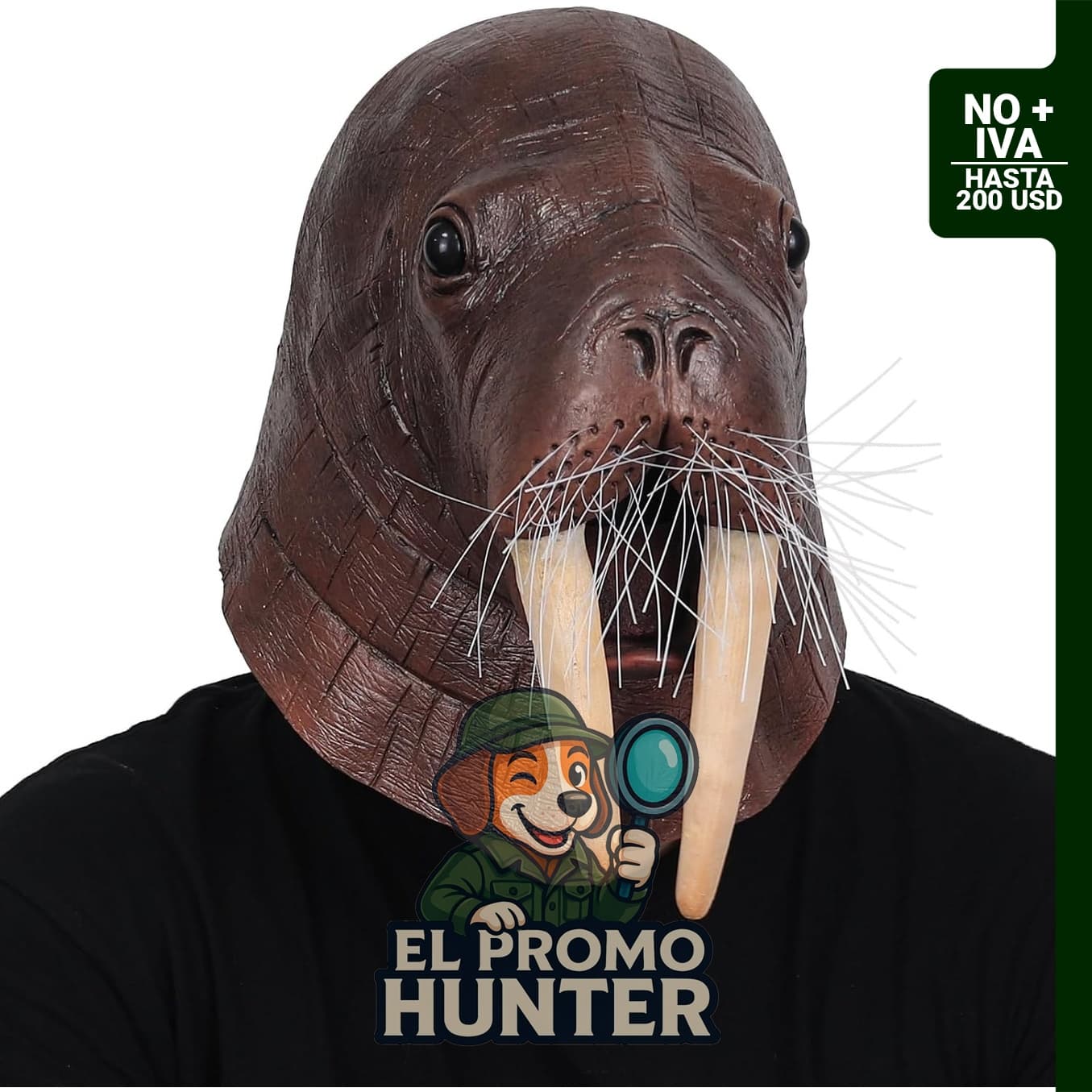 Máscara de morsa de látex de cabeza completa para adulto, adecuada para disfraces de Halloween o cosplay.
