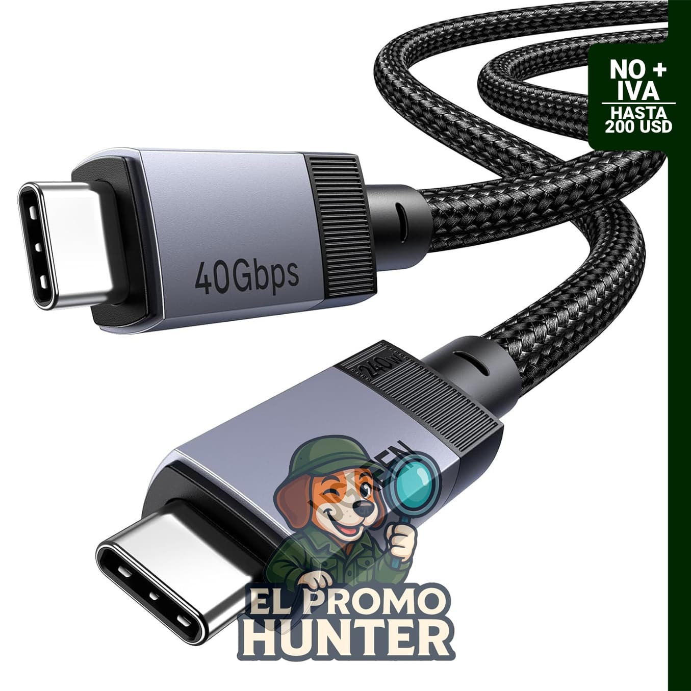 UGREEN Cable USB C a USB C de 240 W, compatible con Thunderbolt 4/3 y USB4, velocidad de 40 Gbps, 3.3 pies.