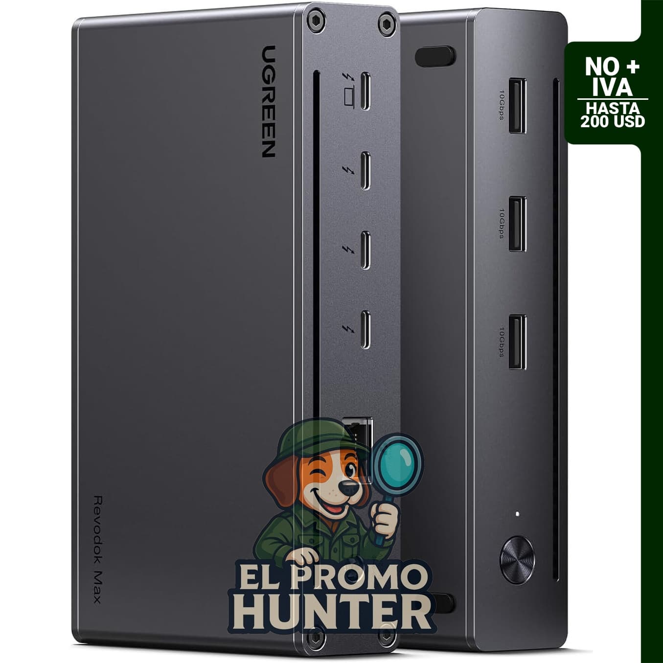 UGREEN Thunderbolt 4 Dock 8 en 1, 40Gbps, con 3 puertos Thunderbolt 4, soporte para dual 4K@60Hz o 8K, carga de 85 W, Gigabit Ethernet y 3 puertos USB A 3.2.