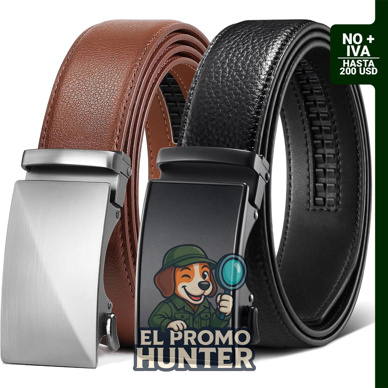 Zitahli Cinturón de trinquete de cuero para hombre, paquete de 2 cinturones.