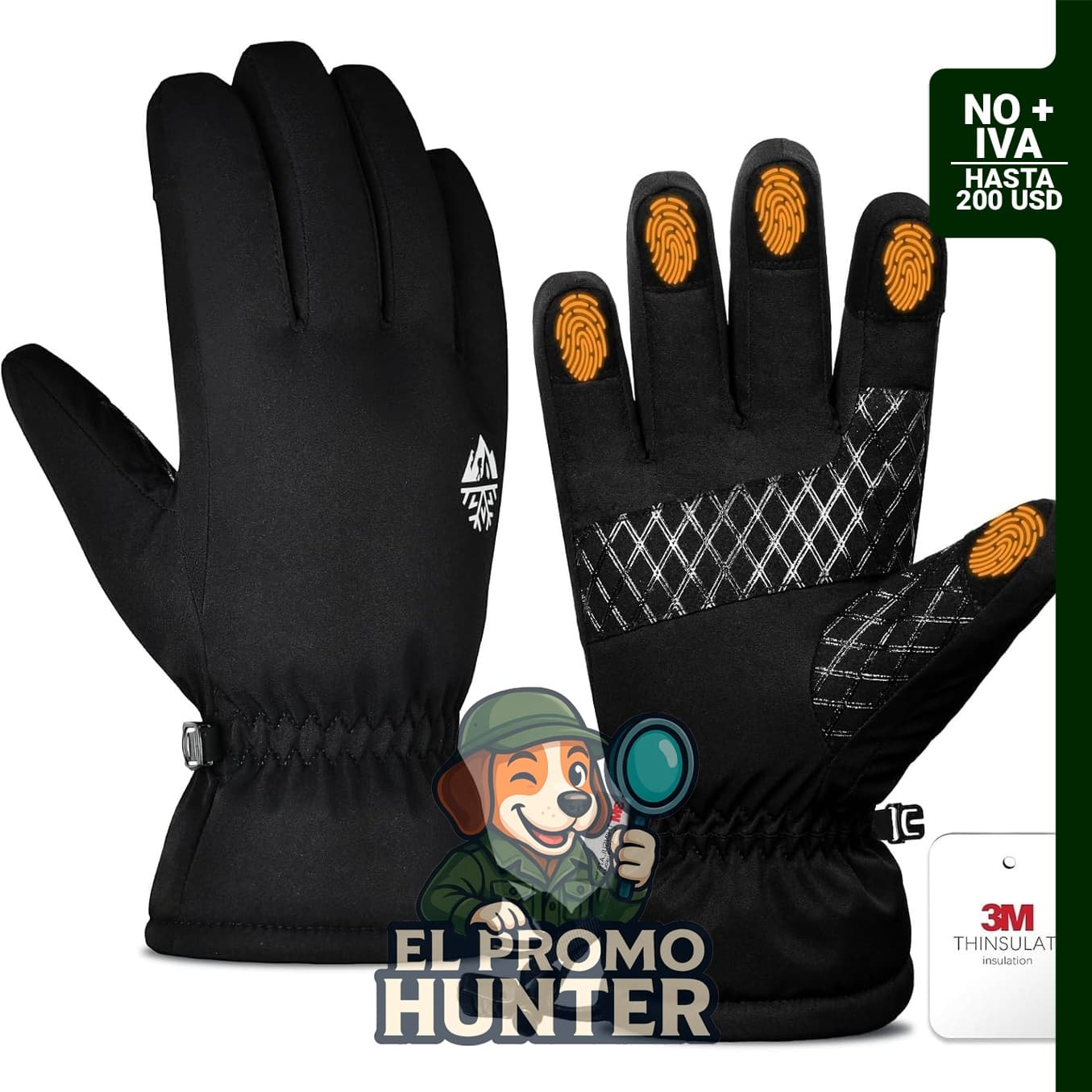 Guantes térmicos impermeables de invierno Pixel Panda para hombres.