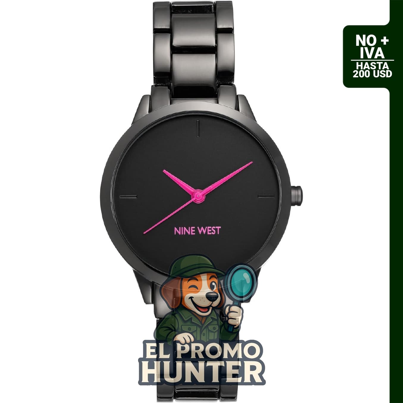 Reloj de pulsera Gunmetal Nine West para mujer.
