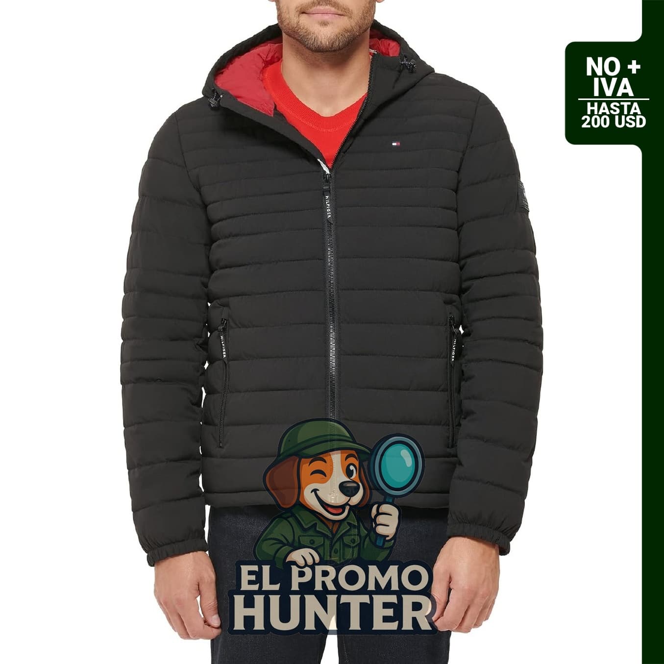 Chamarra plegable Tommy Hilfiger de poliéster elástico con capucha para hombre.