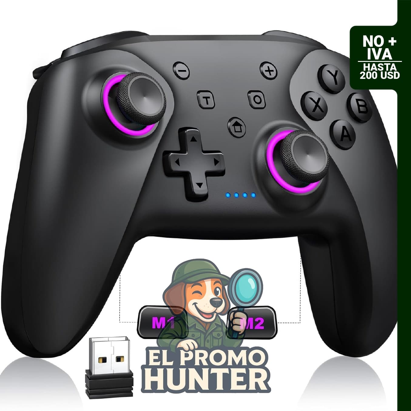 Controlador inalámbrico NealGamefy para Switch, Lite, OLED, iOS y Android, con luz LED y vibración.