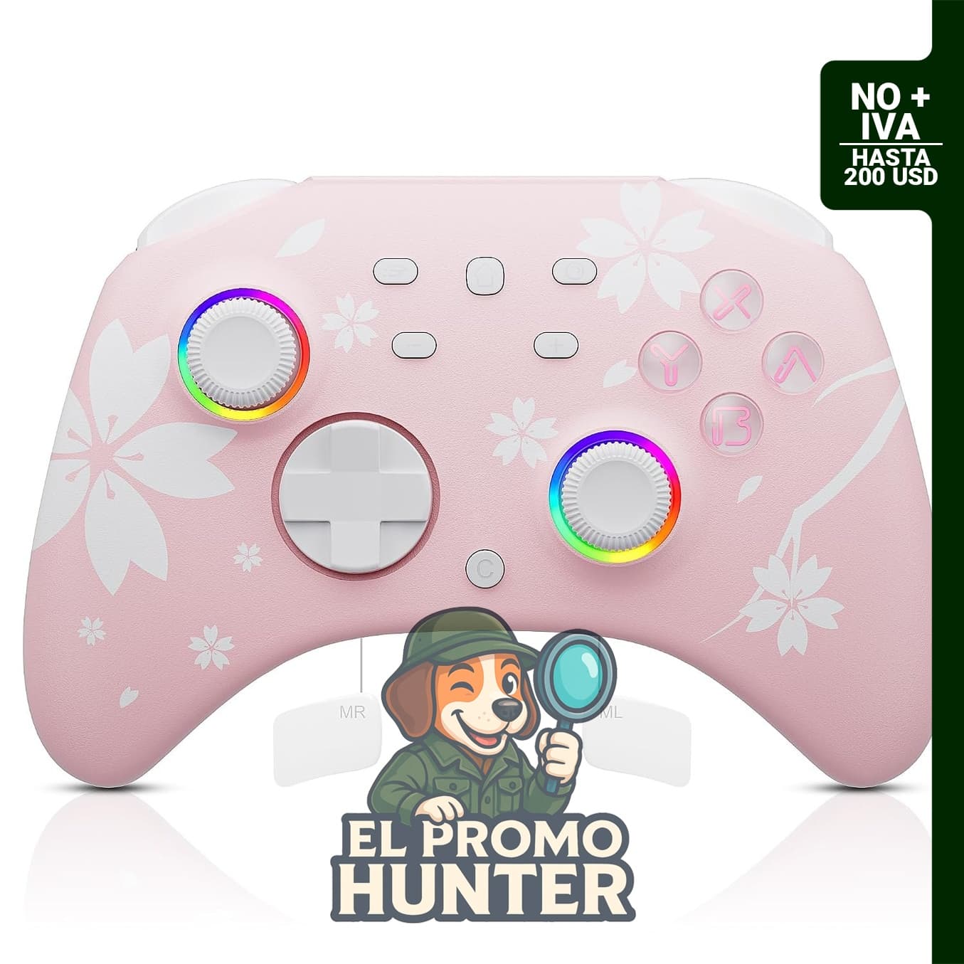 Mytrix Controlador Inalámbrico Sakura Pink para Switch/Switch 2, PC, iOS, Android y Steam.