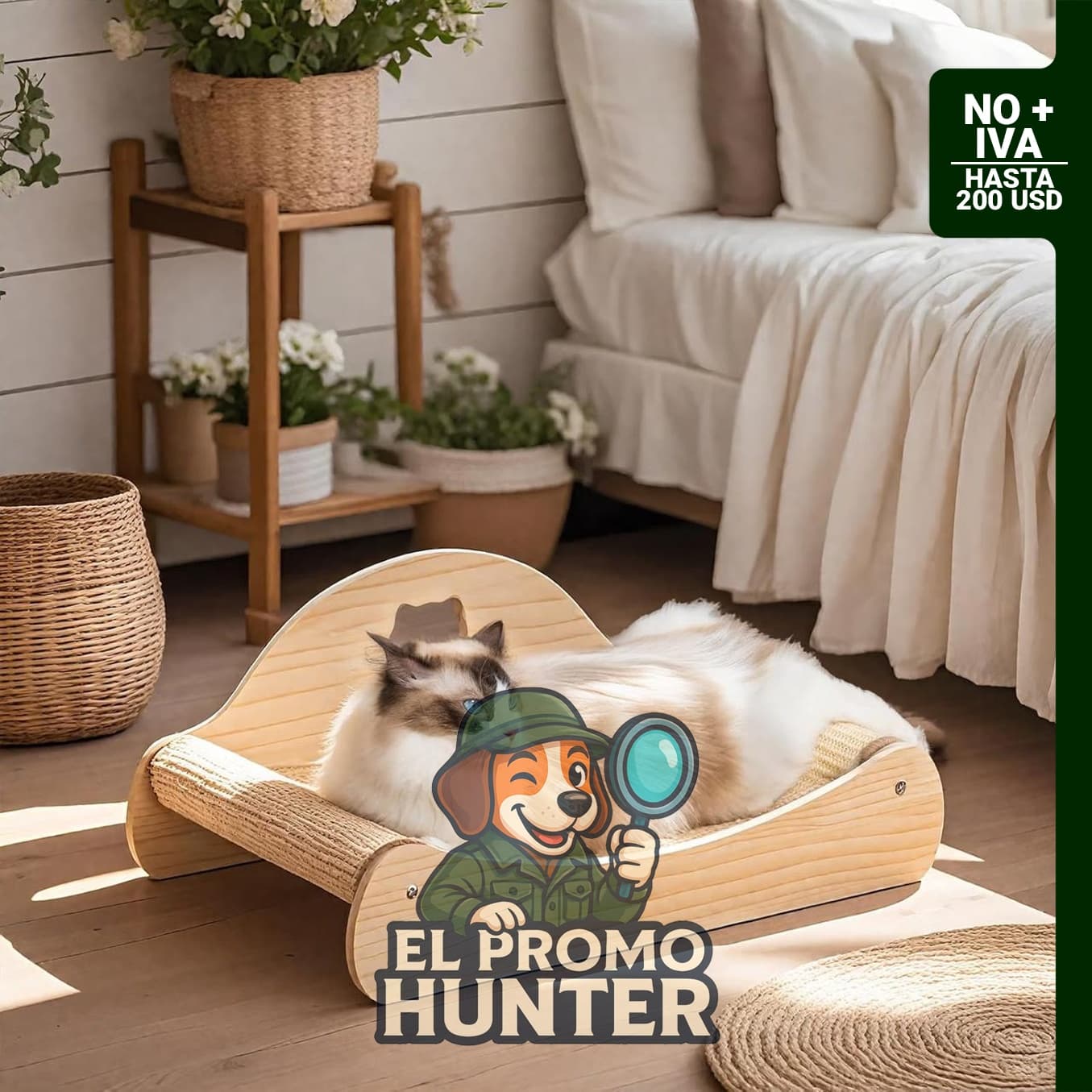 Cama rascador de sisal grande de 23" (58 cm) para gatos de interior.