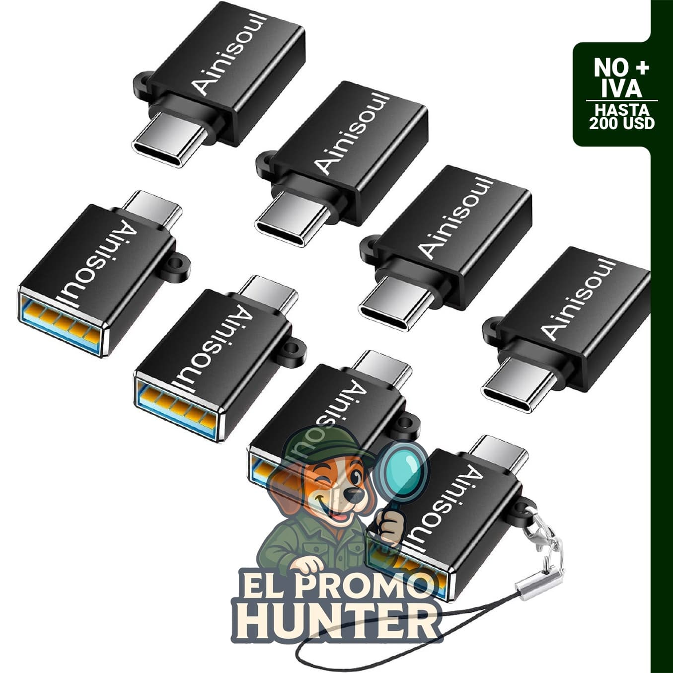 Paquete de 8 adaptadores USB a USB C, compatibles con iPhone 16, MacBook Pro/Air, iPad Pro y Samsung Galaxy.