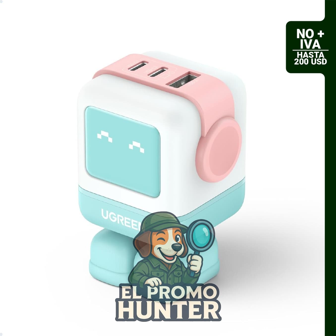 UGREEN Uno - Cargador USB C de 65 W con 3 puertos de carga rápida.
