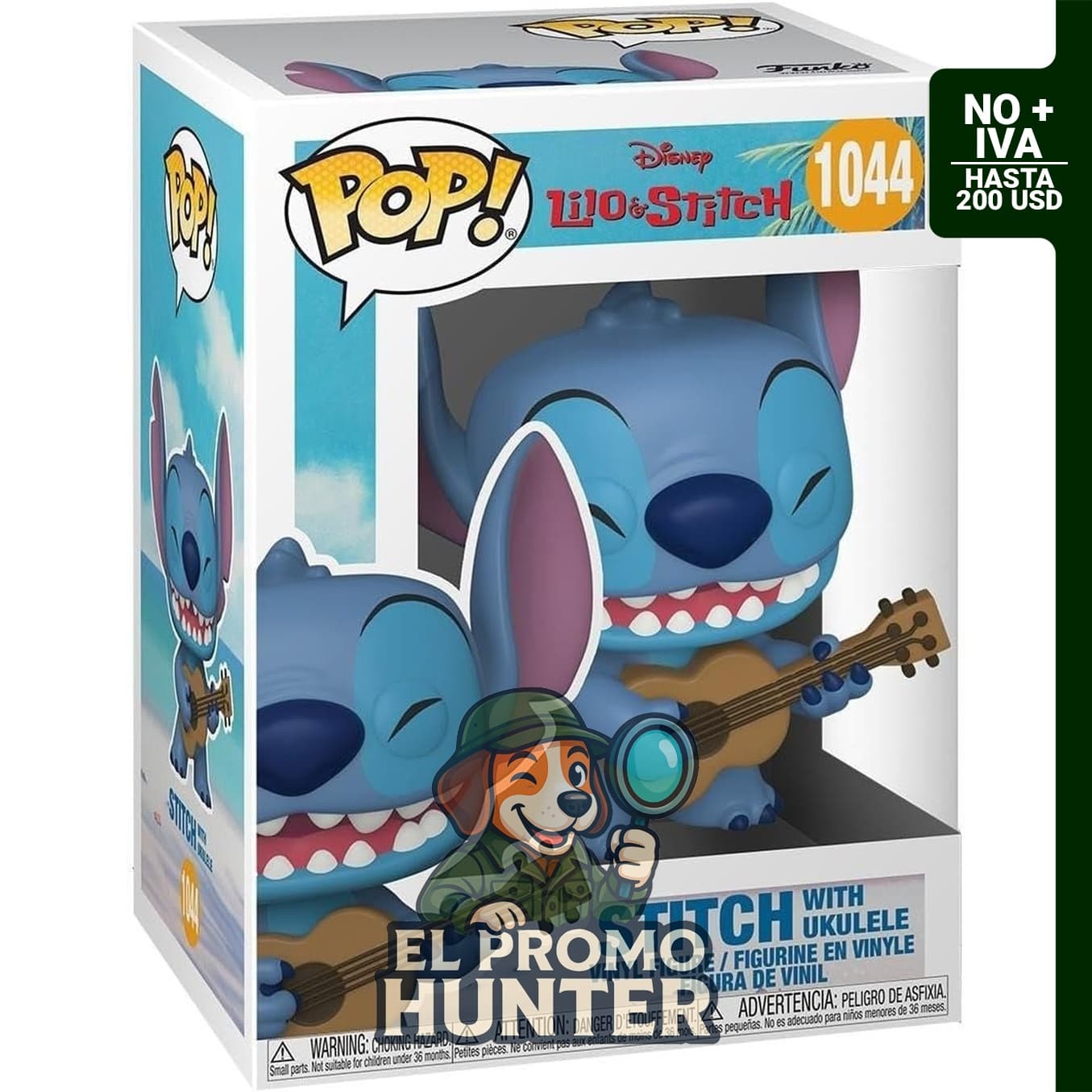 Funko Pop Disney Lilo y Stitch, figura de vinilo de Stitch con ukelele.