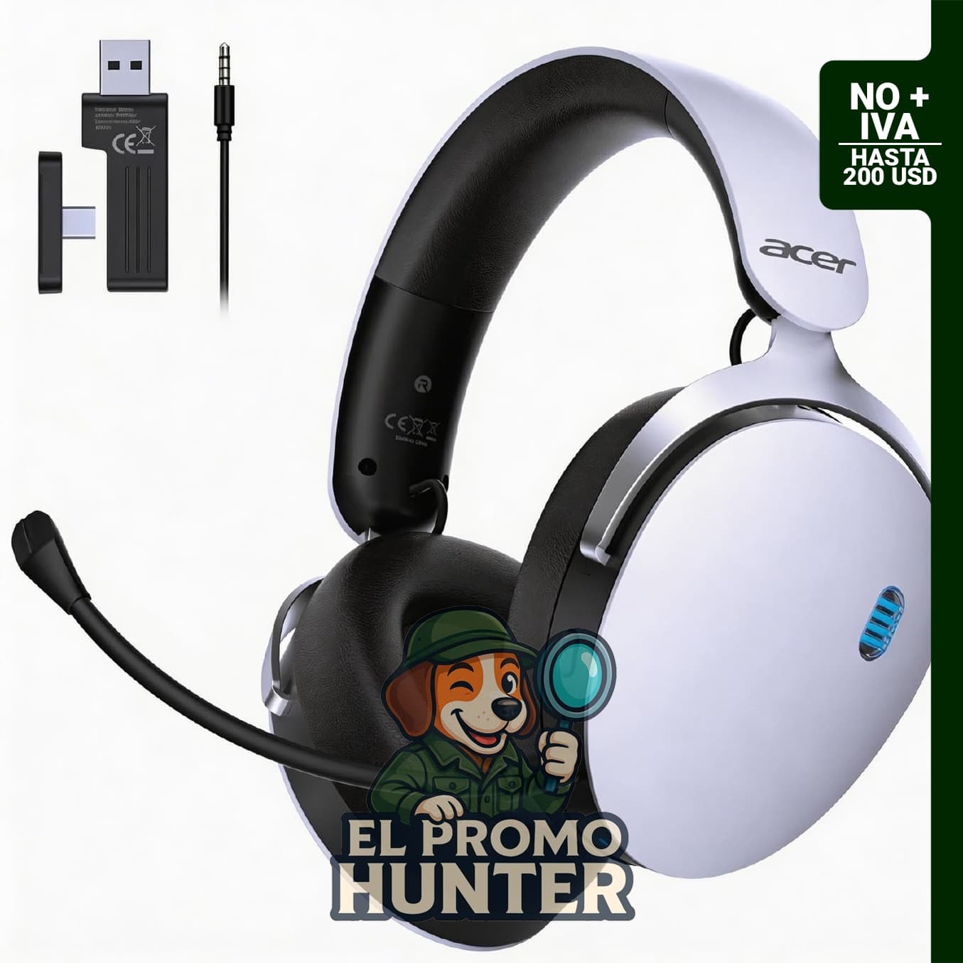 Auriculares inalámbricos Acer para gaming con marco de aluminio, compatibles con PS5, PC y Switch.
