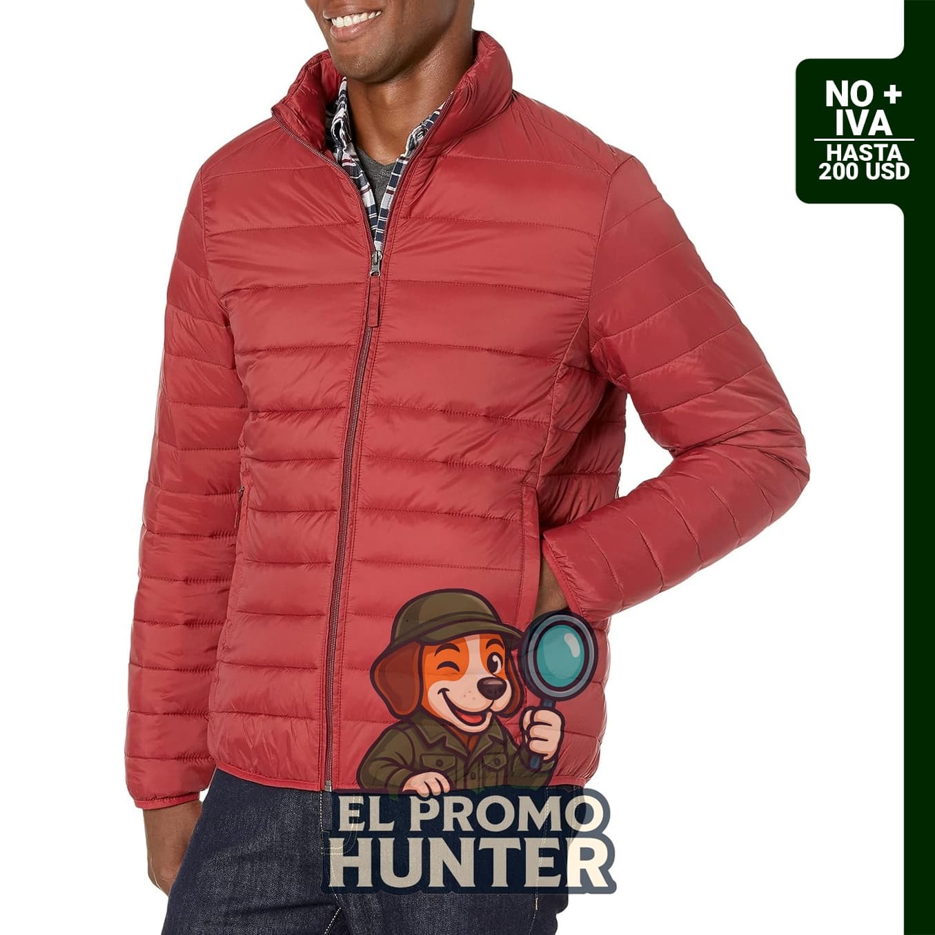Chaqueta acolchada ligera y resistente al agua para hombre de Amazon Essentials.
