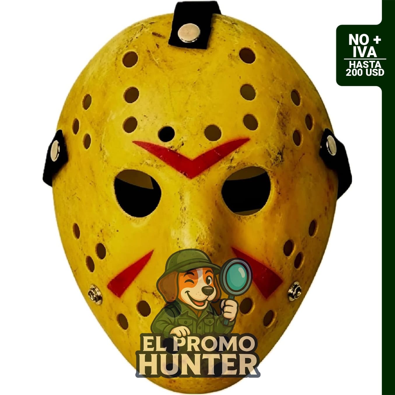 Máscara de cosplay de Halloween CASA CLAUSI, disfraz de hockey de terror amarillo.