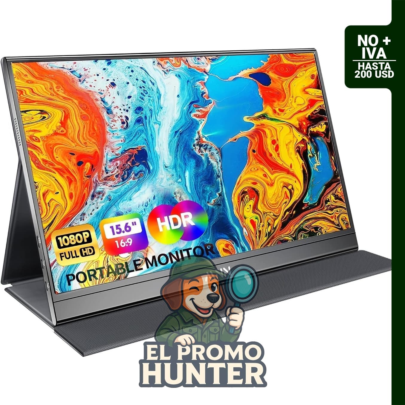 MNN Monitor portátil de 15.6" (39.6 cm) FHD 1080P, USB C y HDMI, pantalla IPS ultradelgada.
