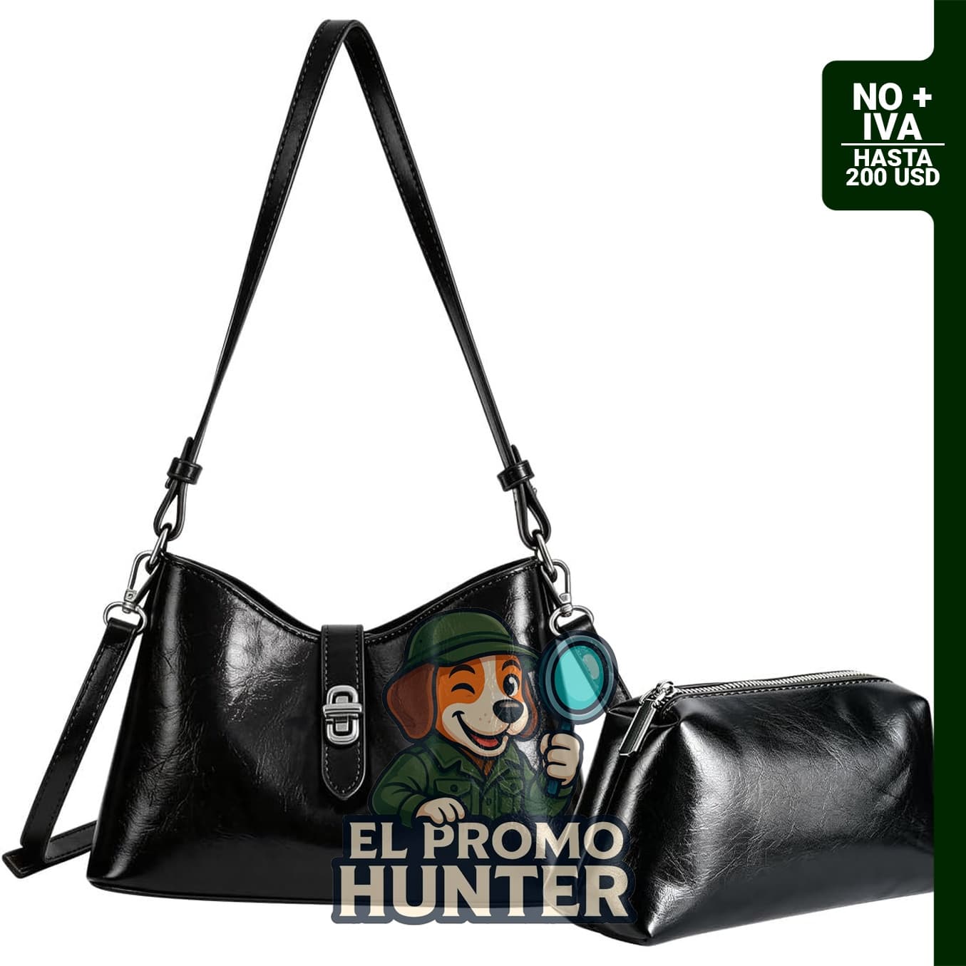 Auralith Shoulder Bag para mujeres, set de 2 en 1, bolso cruzado y cartera.