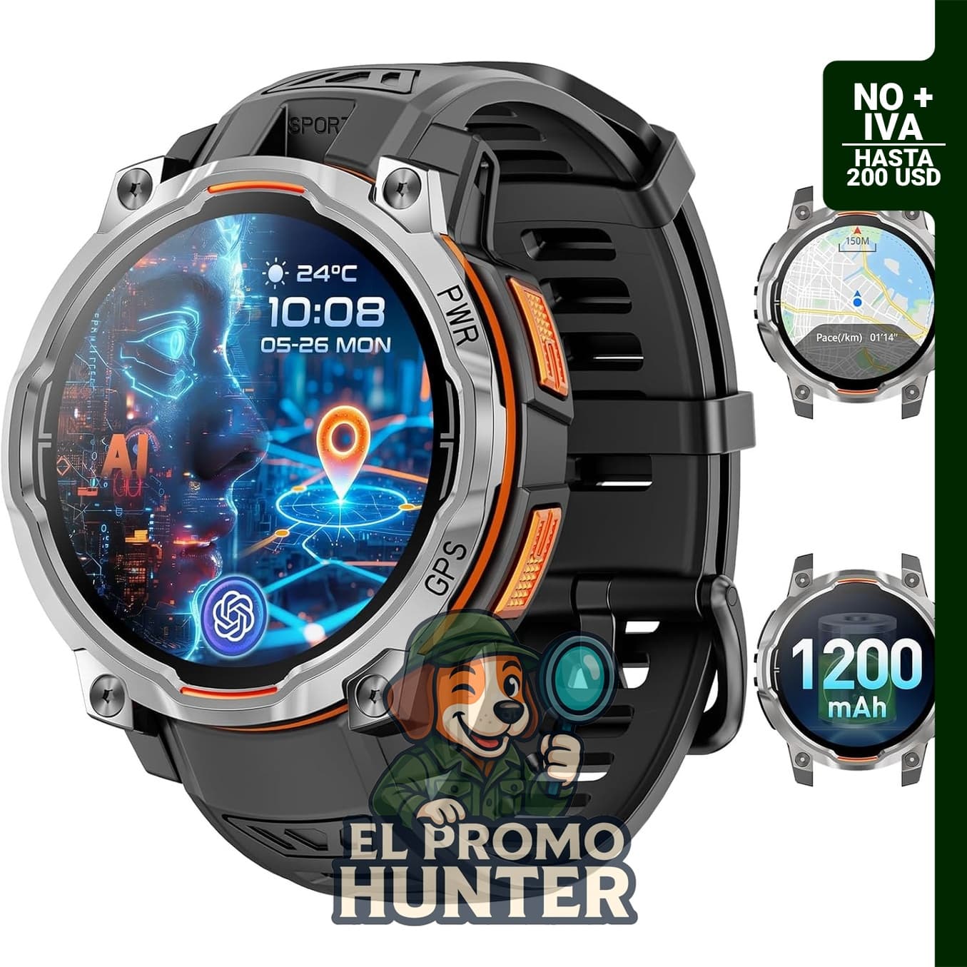 Reloj inteligente Mingdaln con GPS y mapas fuera de línea.