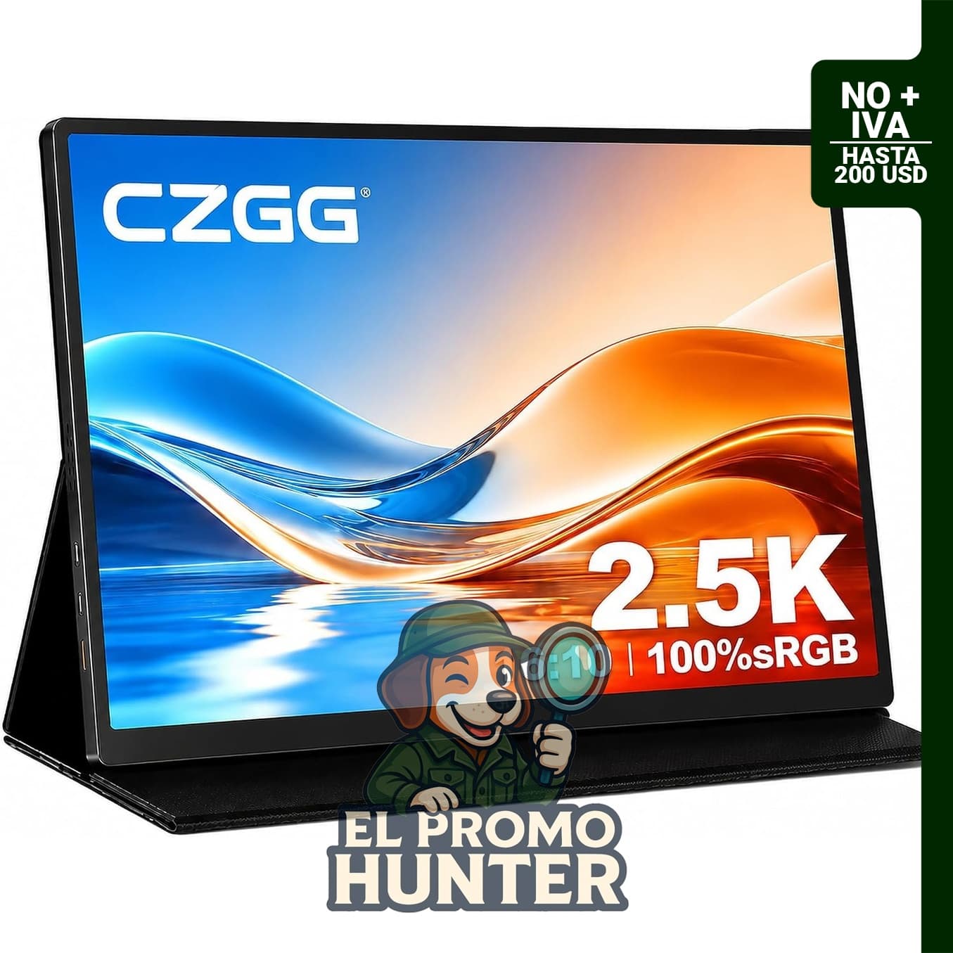Monitor portátil CZGG de 15.6" (39.6 cm) 2560x1600 QHD, 100% sRGB, conexión USB-C y HDMI.