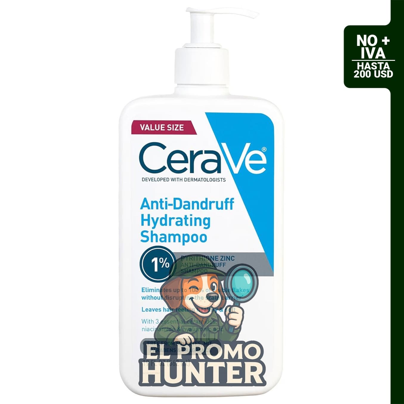 CeraVe Champú hidratante anticaspa, tratamiento para el cuero cabelludo.