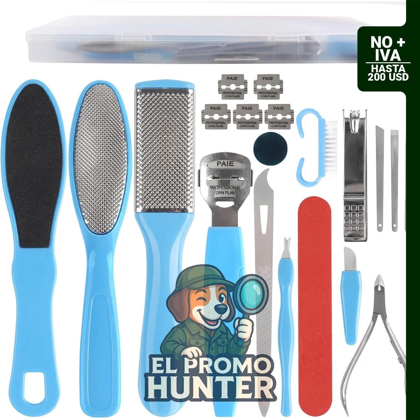 Set de pedicura profesional con lima de acero inoxidable, escofina y lima para callos.