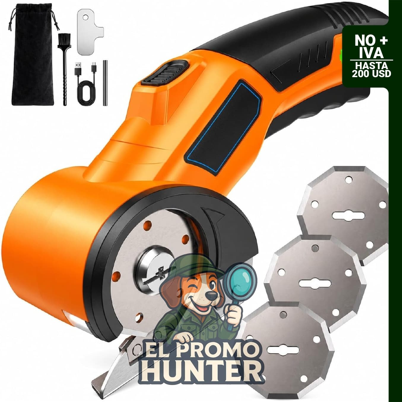 Cortador eléctrico de cartón SIZJYH con 3 cuchillas de acero de tungsteno y batería.