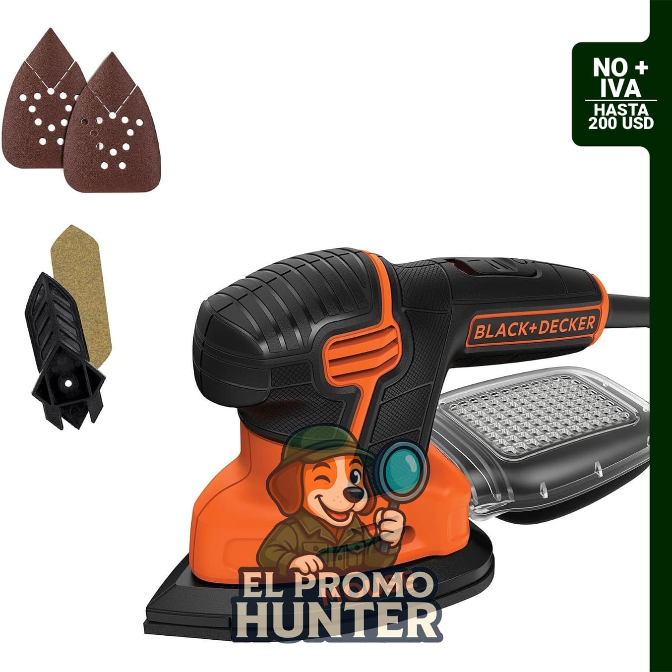 Lijadora de detalles Black+Decker BDEMS600 Mouse, herramienta eléctrica compacta para lijar superficies pequeñas.