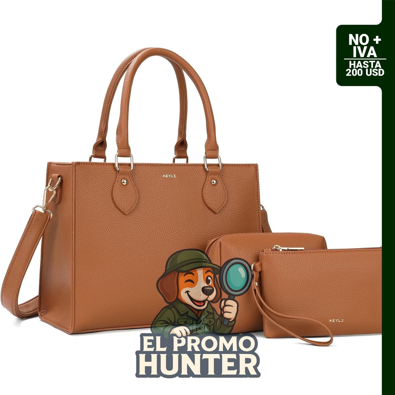 Bolso Mediano de Mano Keyli, de cuero, con asa superior y diseño cruzado.