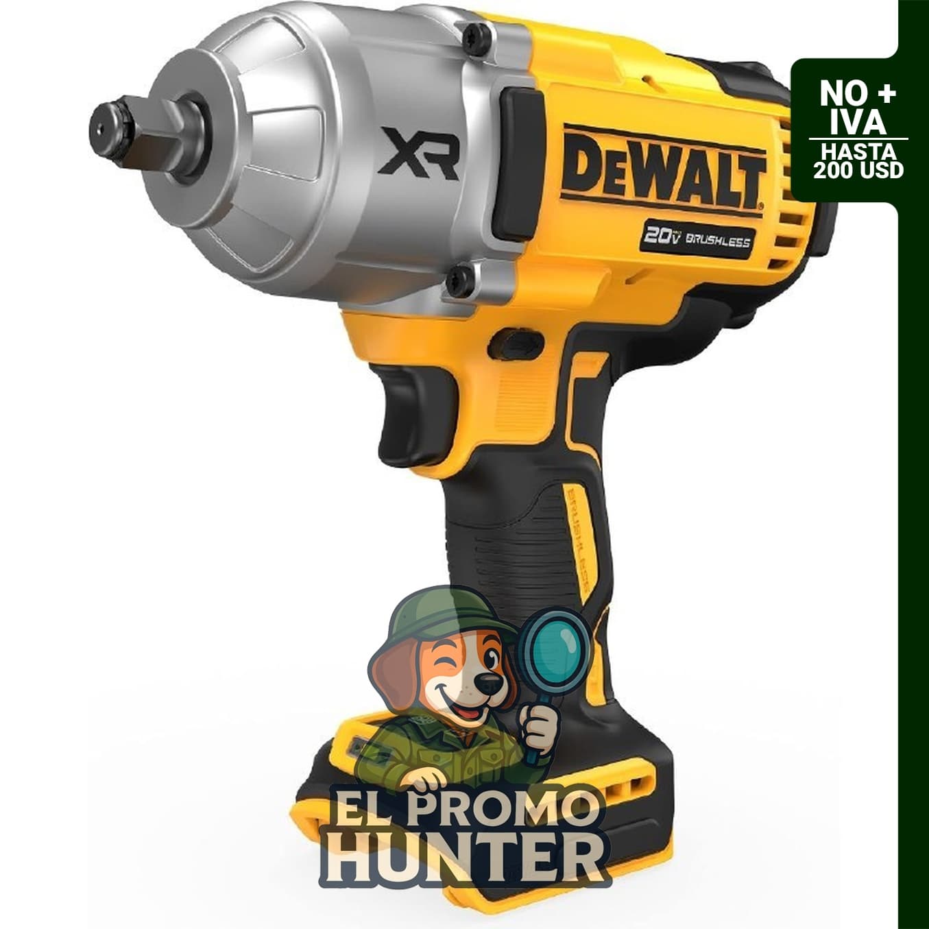DEWALT Llave de impacto inalámbrica de 20 V MAX, 1/2", motor sin escobillas, 4 velocidades, luz LED.
