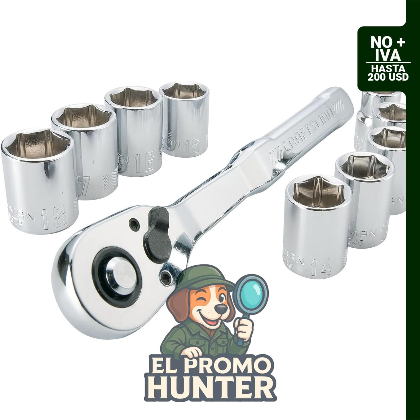 CRAFTSMAN CMMT34564 - Juego de herramientas mecánicas métricas de 3/8 pulgadas, 10 piezas.