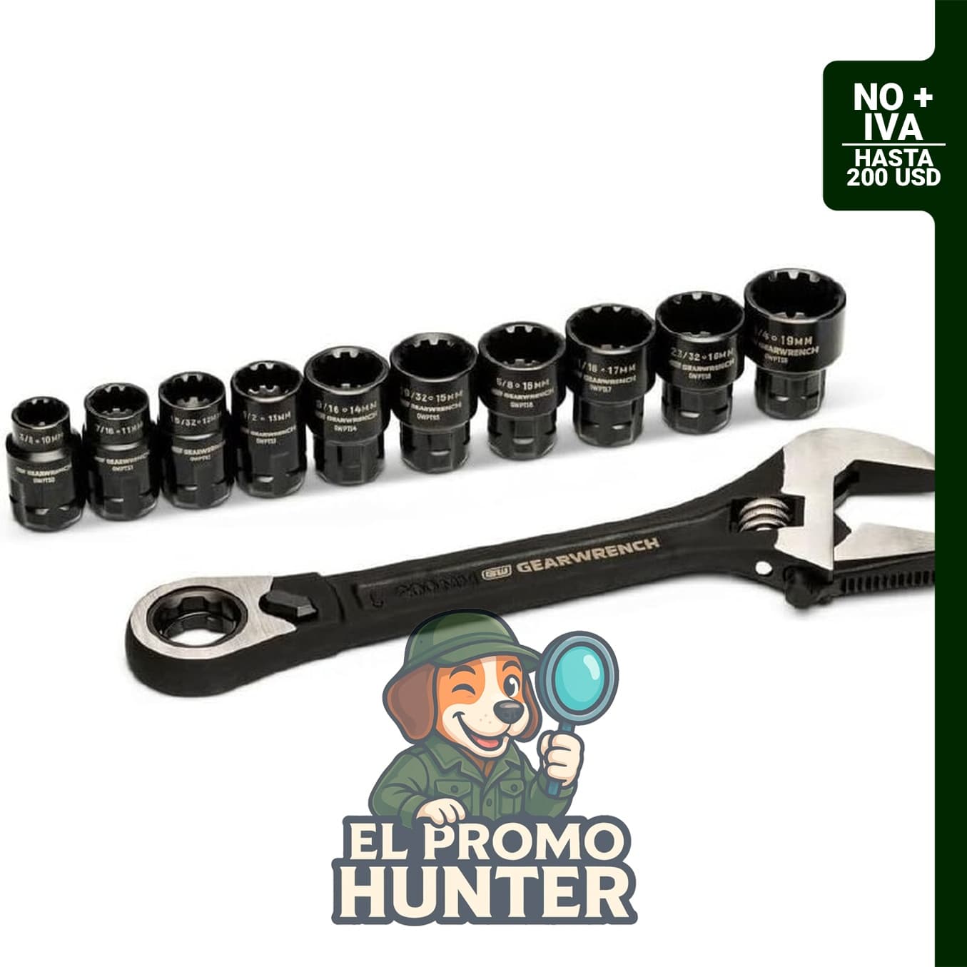 GEARWRENCH Juego de llaves ajustables de paso de 11 piezas.